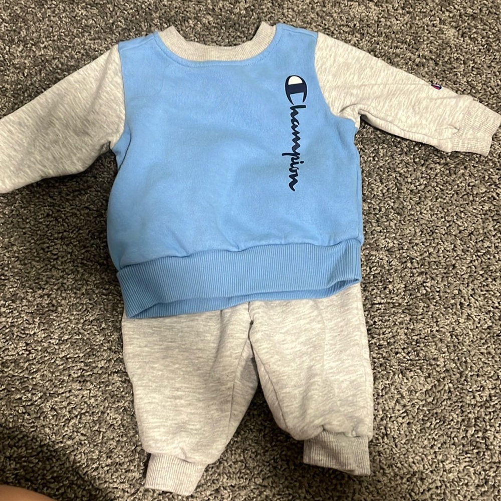3-6 month champion sweatpants and sweatshirt